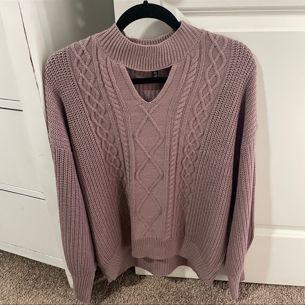 Steve Madden Pink Key-Hole Cable Knit Sweater